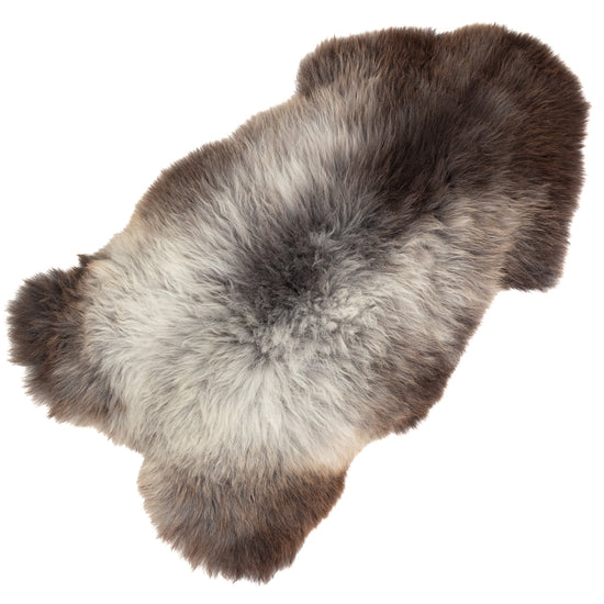 Large Long Wool Gray with Dark Brown Sheepskin Rug