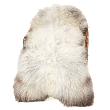 Large Long Wool Silver White w Gray Sheepskin
