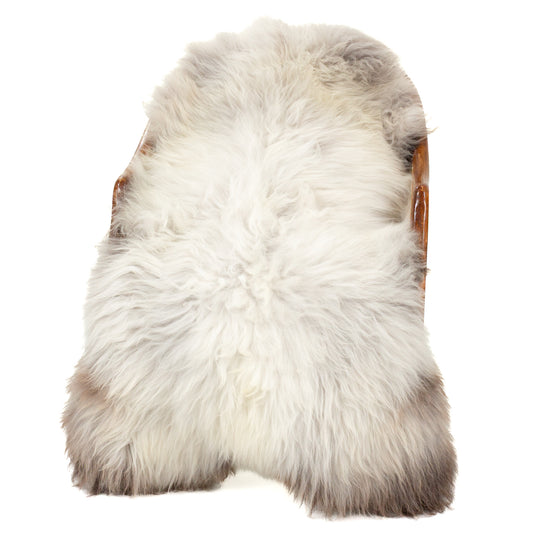 Large Long Wool Silver White w Gray Sheepskin