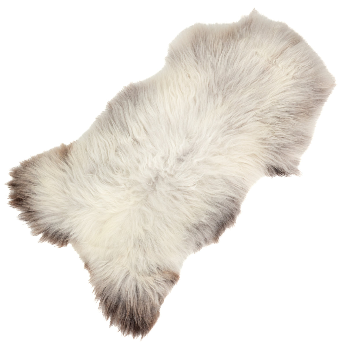 Large Long Wool Silver White w Gray Sheepskin Rug