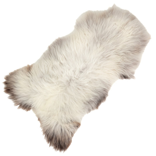 Large Long Wool Silver White w Gray Sheepskin Rug