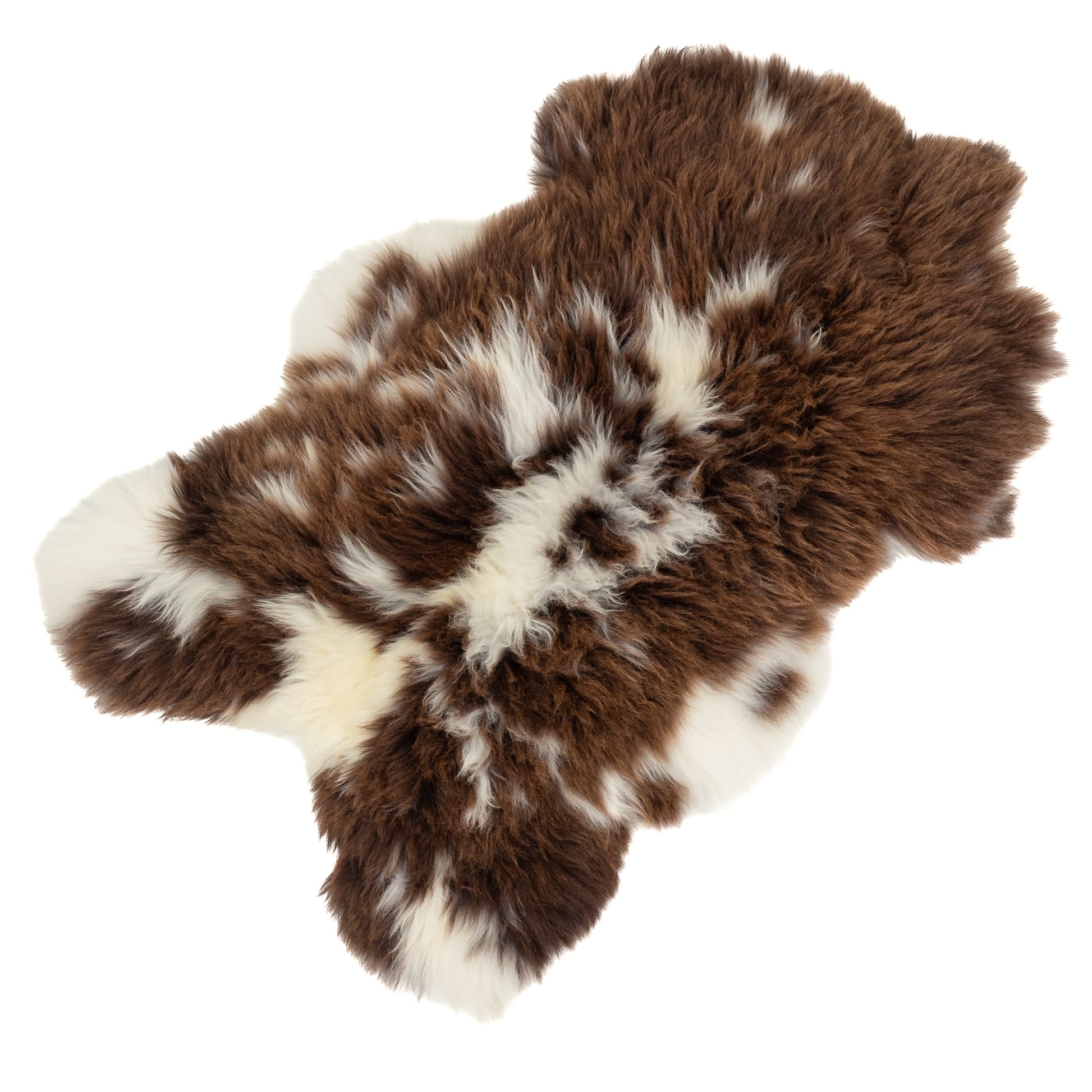 Large Long Wool Thick Brown w White Sheepskin Rug