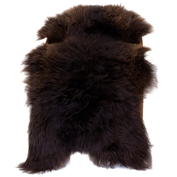 Large Rough Wool Dark Brown Sheepskin