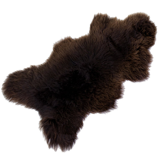 Large Rough Wool Dark Brown Sheepskin