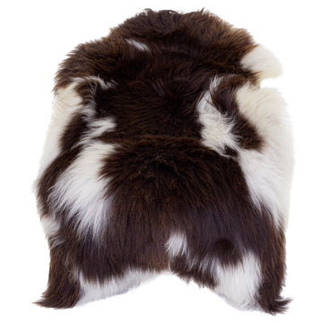 Large Shaggy Rough Wool Brown w White Sheepskin
