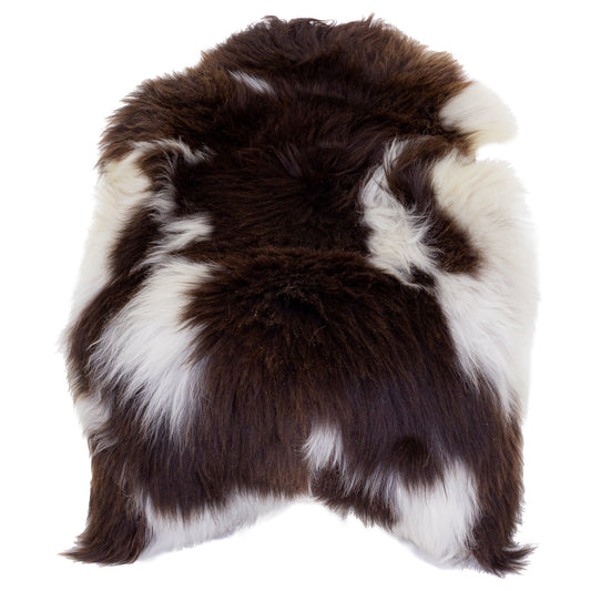 Large Shaggy Rough Wool Brown w White Sheepskin