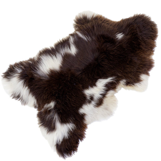 Large Shaggy Rough Wool Brown w White Sheepskin