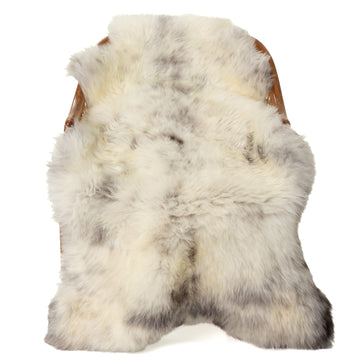 Large Short Wool Cushy White w Dark Mottling Sheepskin