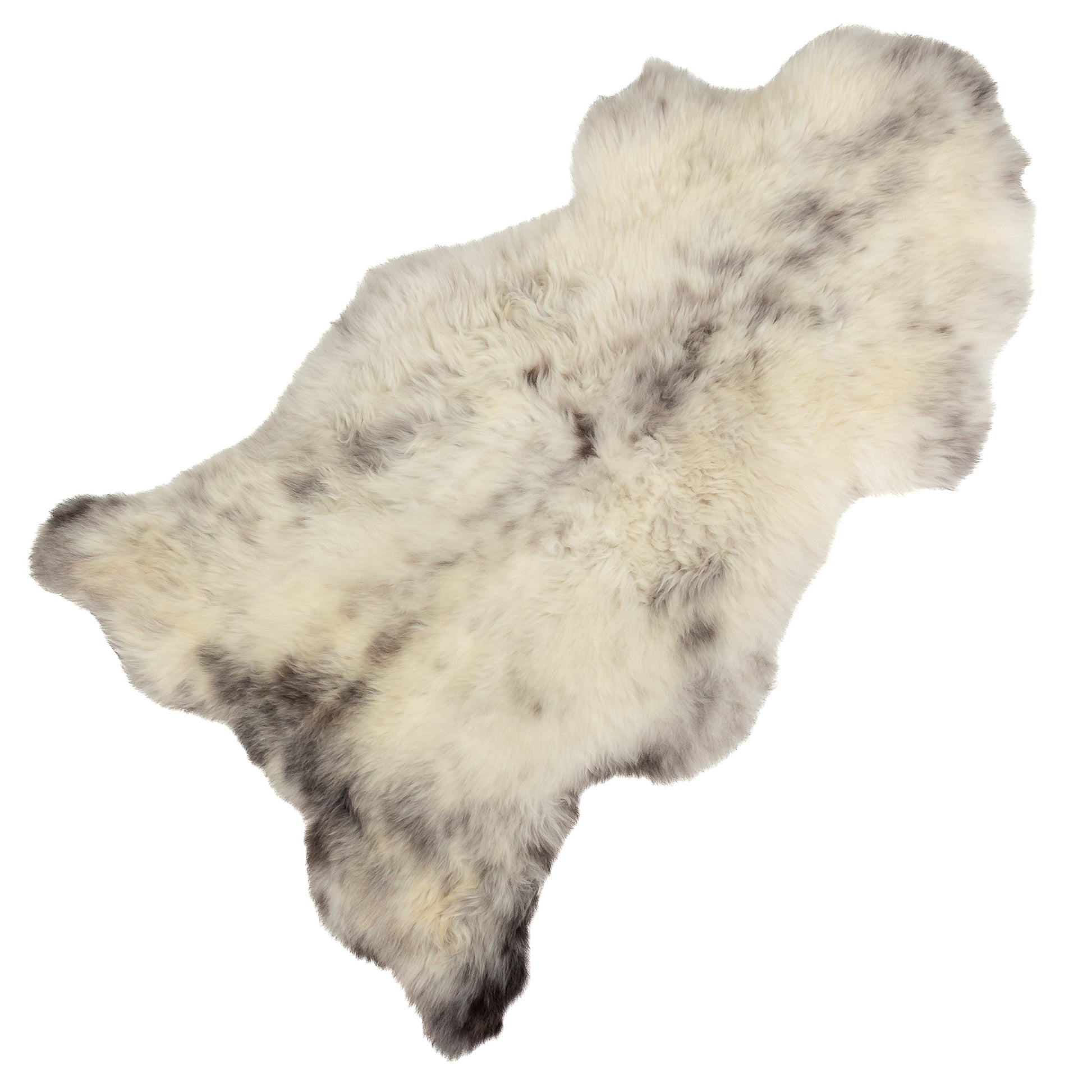 Large Short Wool Cushy White w Dark Mottling Sheepskin Rug