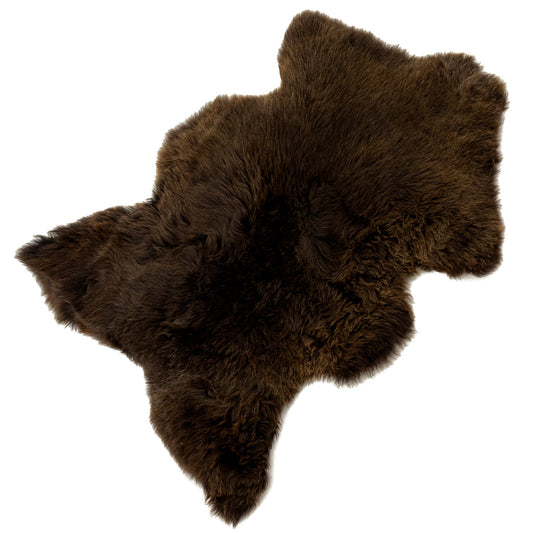 Large Short Wool Dark Brown Sheepskin