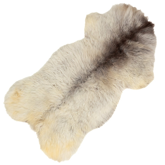 Large Short Wool Silver White w Dark Swedish Sheepskin Rug