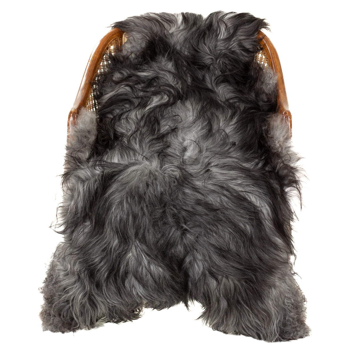 Large Soft Black and Gray Slightly Wavy Swedish Sheepskin