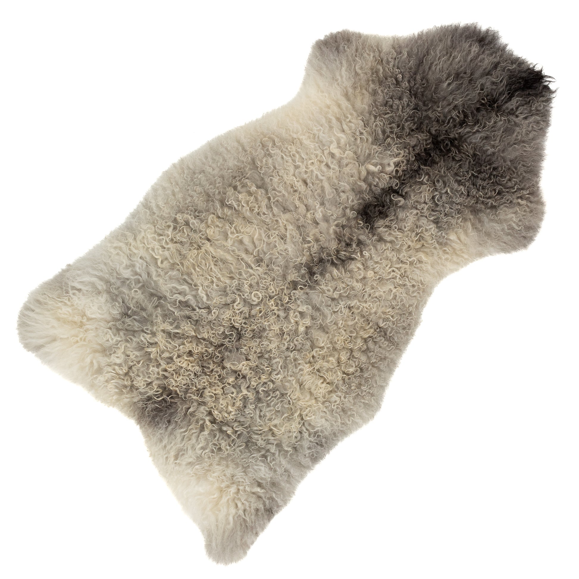 Large Soft Black Gray White Long Curls Gotland Sheepskin Rug