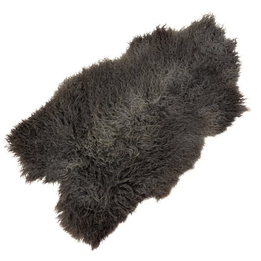 Large Soft Gray Long Curls Gotland Sheepskin Rug