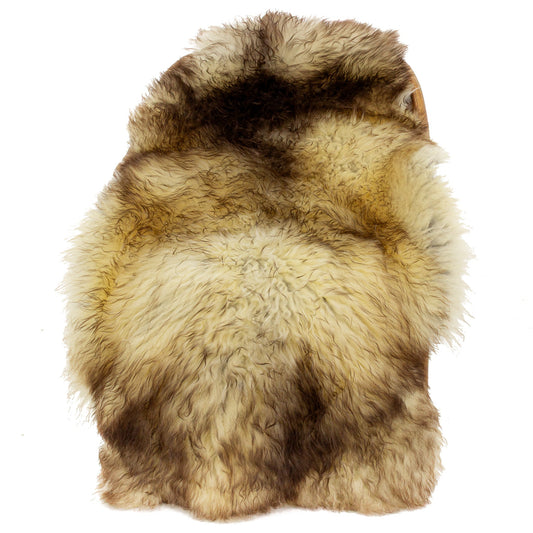 Large Soft Ivory w Dark Brown Long Wool Swedish Sheepskin