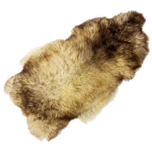 Large Soft Ivory w Dark Brown Long Wool Swedish Sheepskin
