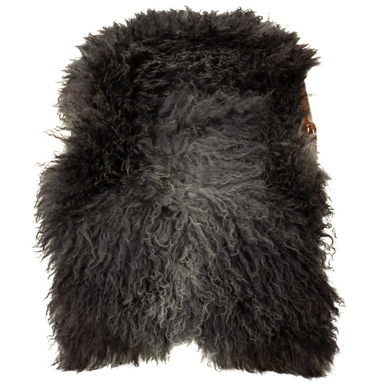 Large Soft Long Curly Long Hair Dark Gray Swedish Sheepskin