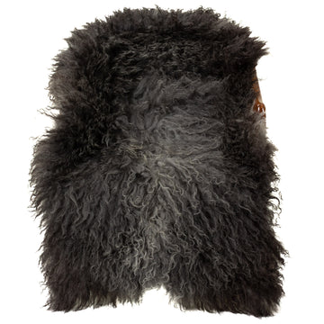 Large Soft Long Curly Long Hair Dark Gray Swedish Sheepskin