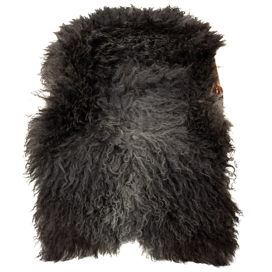 Large Soft Long Curly Long Hair Dark Gray Swedish Sheepskin