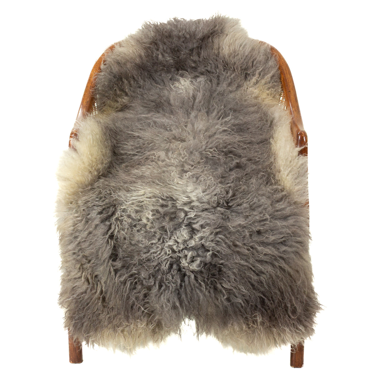 Large Soft Long Curly Hair Gray White Swedish Sheepskin
