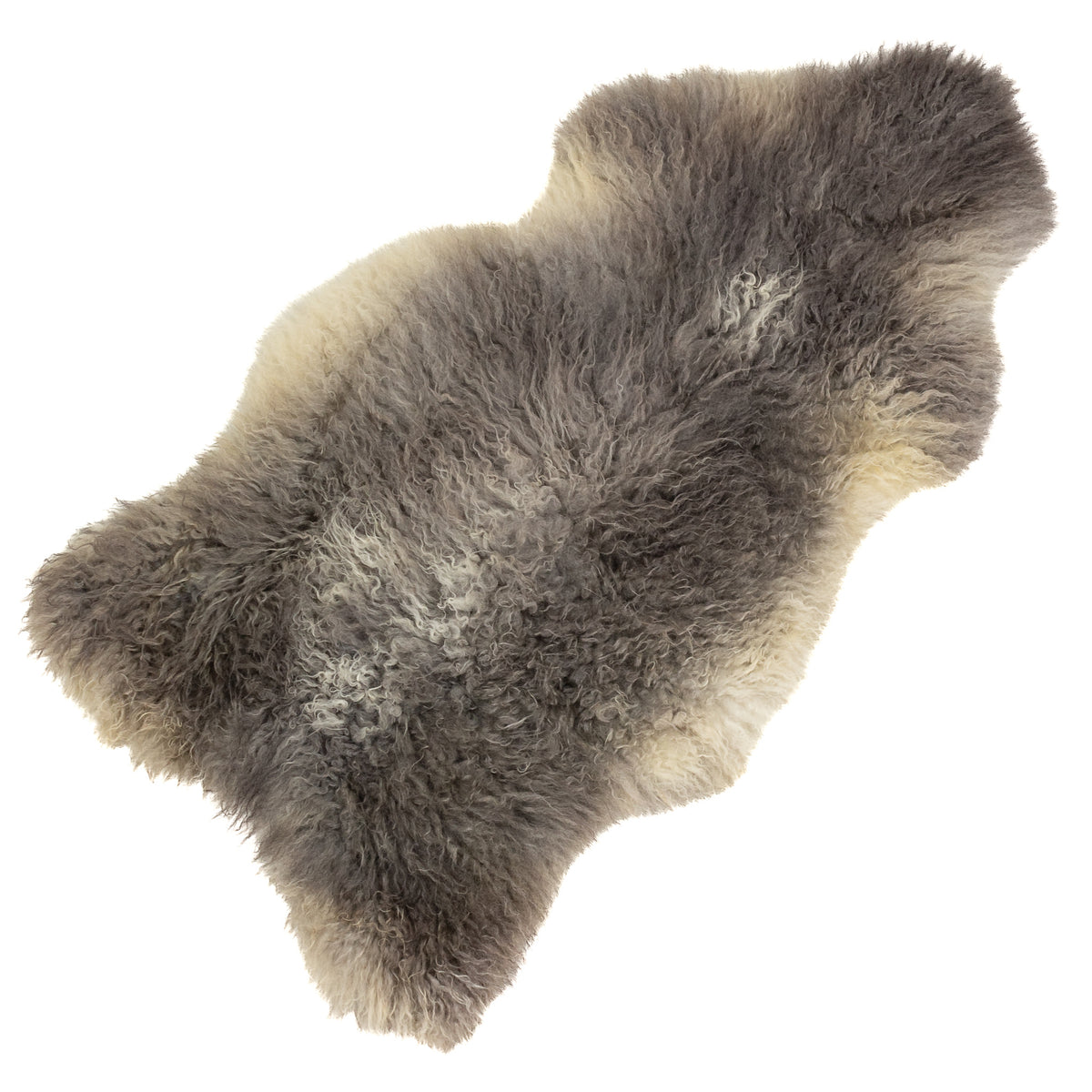 Large Soft Long Curly Hair Gray White Swedish Sheepskin Rug