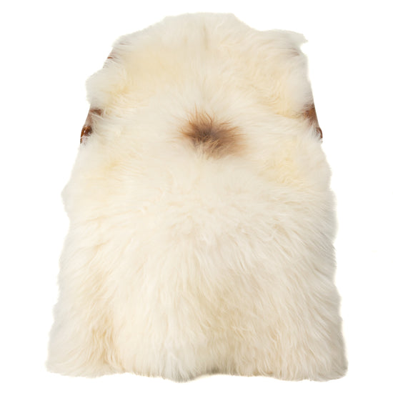 Large Soft Long Wool White w Light Brown Dot Sheepskin