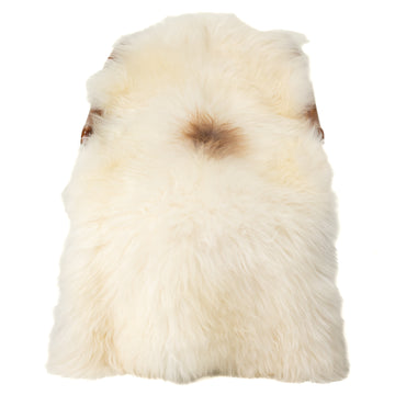 Large Soft Long Wool White w Light Brown Dot Sheepskin