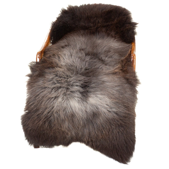 Large Thick Black Brown w Gray Sheepskin