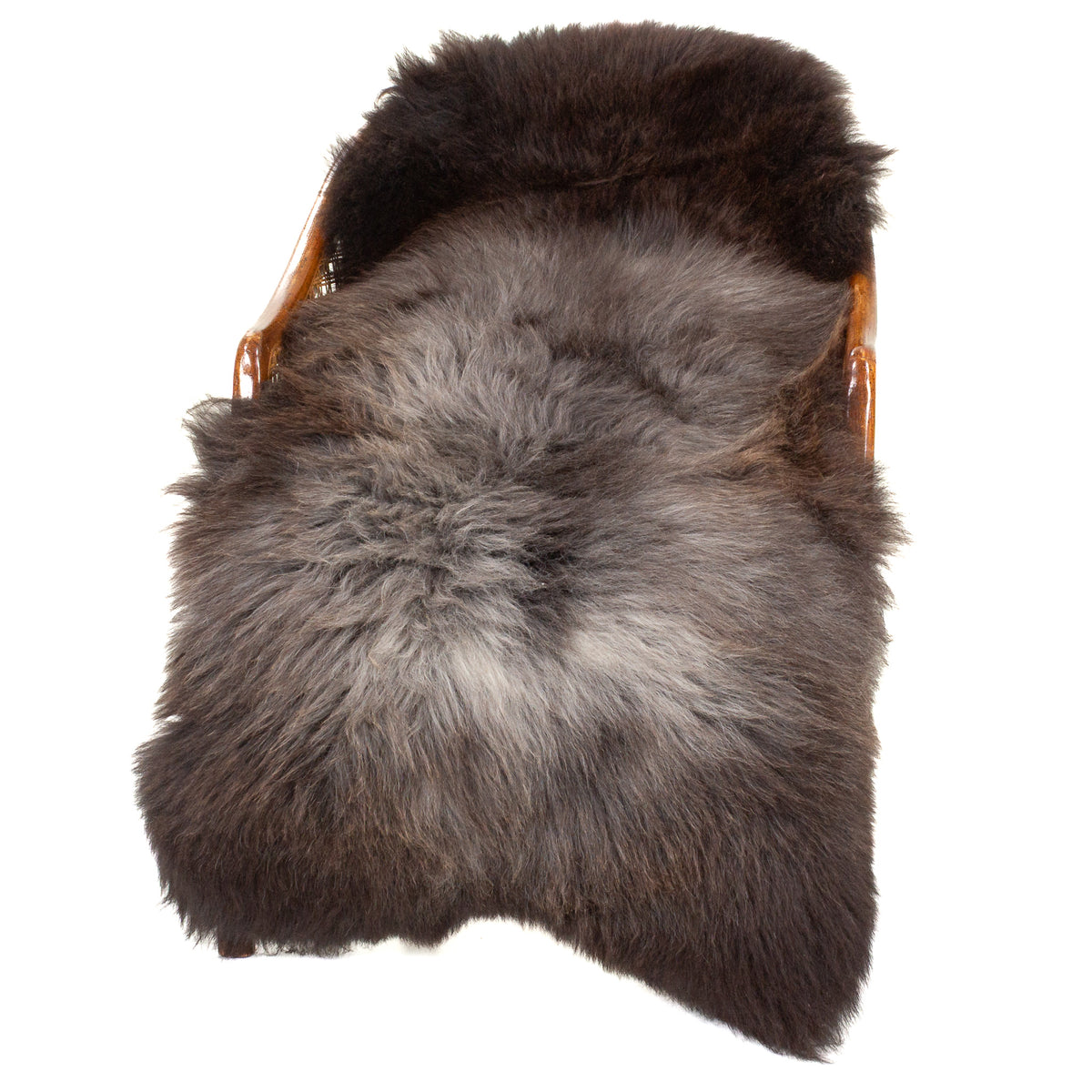Large Thick Black Brown w Gray Sheepskin