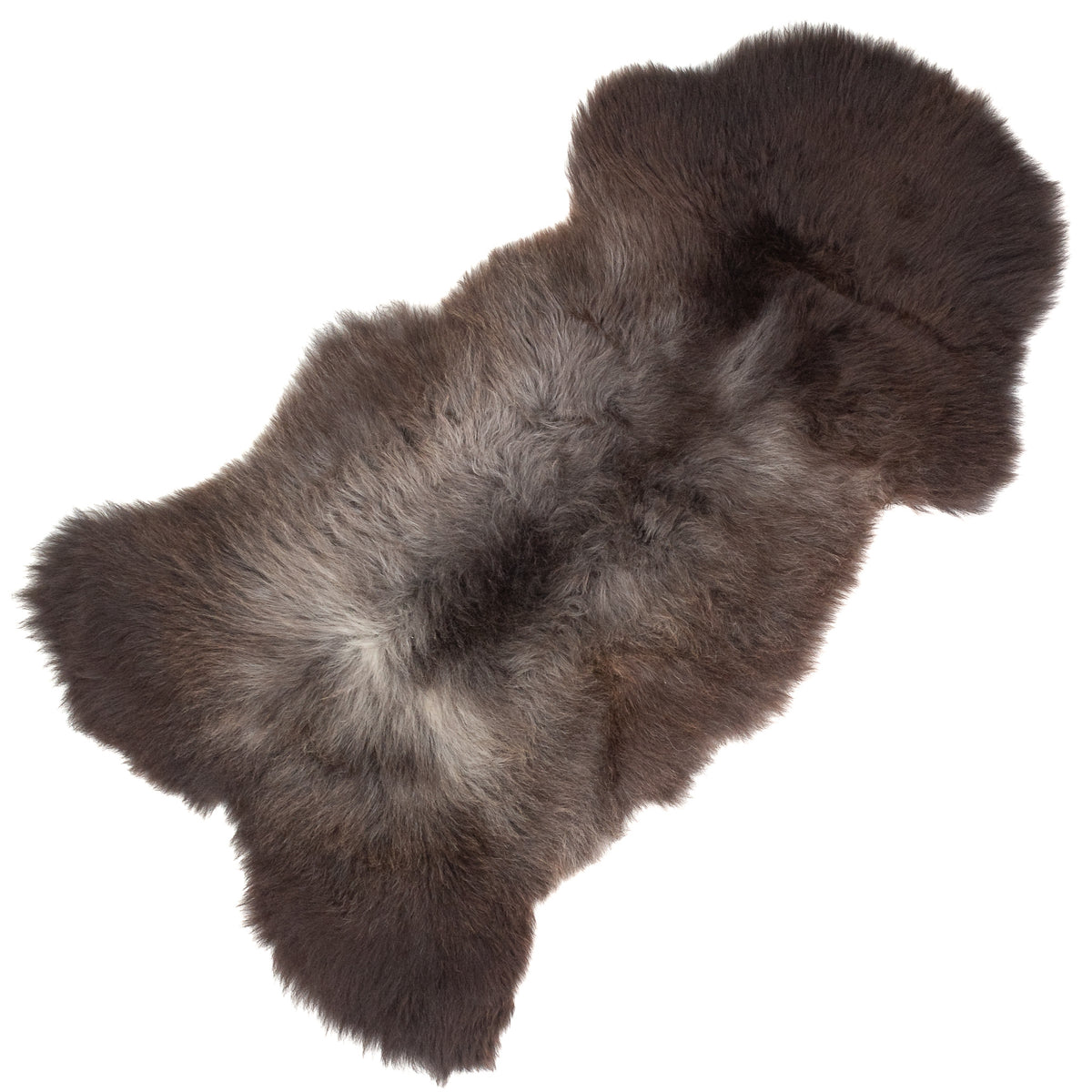 Large Thick Black Brown w Gray Sheepskin Rug