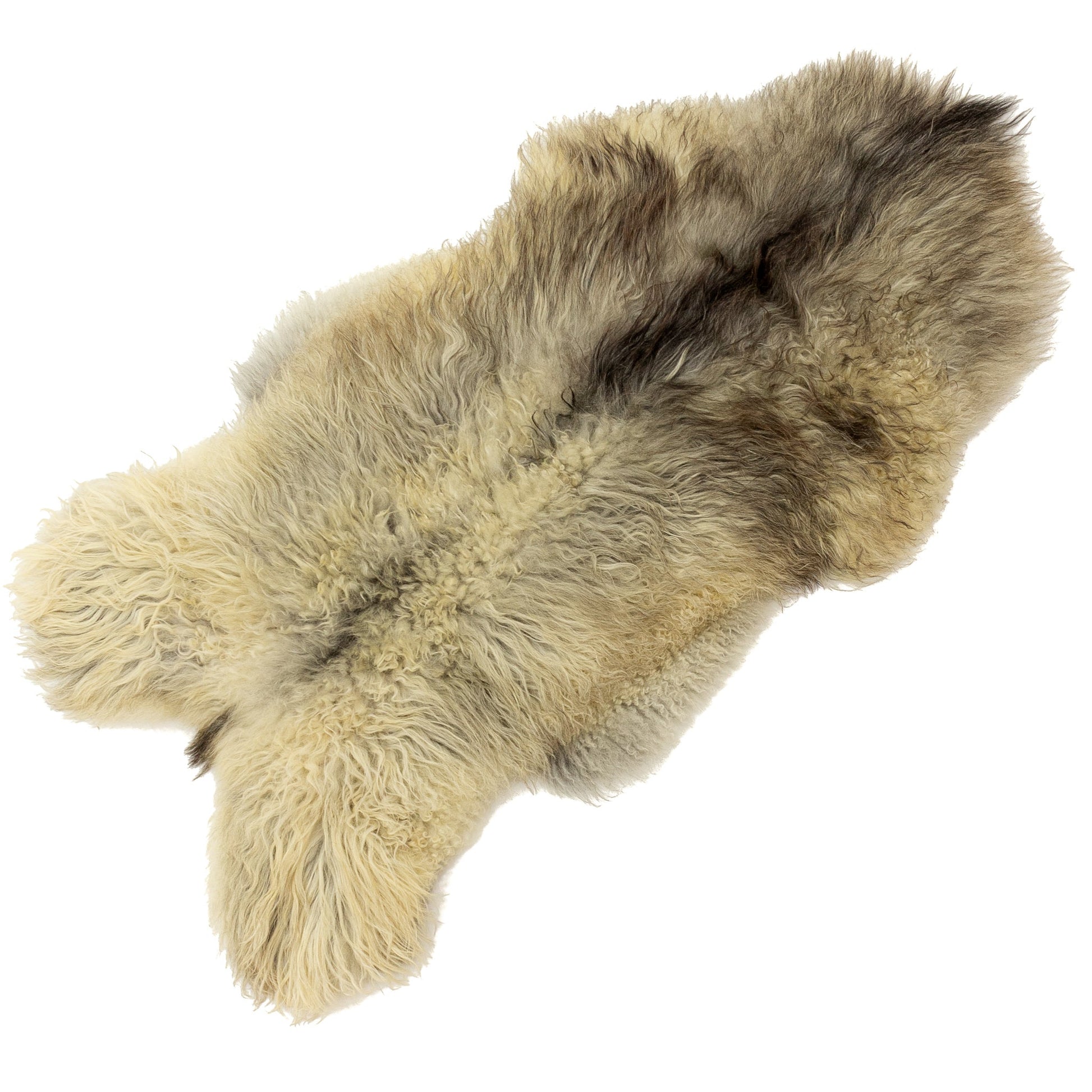 Large Thick Black White and Gray Long Wool Swedish Sheepskin