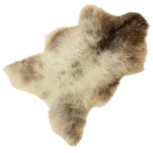 Large Thick Cushy Mottled Gray Brown w Ivory Sheepskin