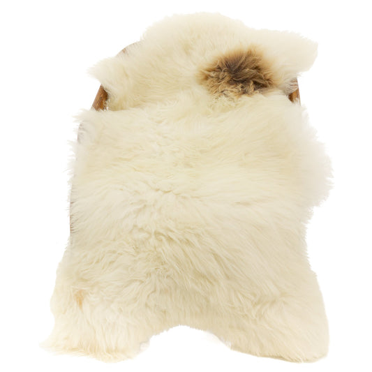 Large Thick Cushy White w Light Brown Dot Sheepskin