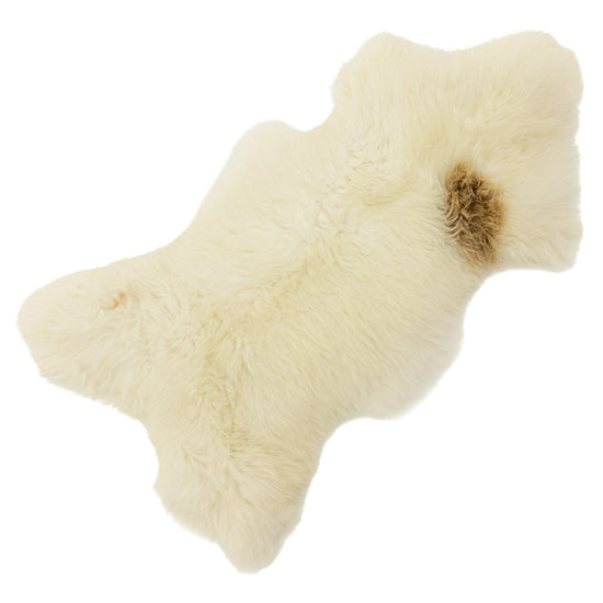Large Thick Cushy White w Light Brown Dot Sheepskin