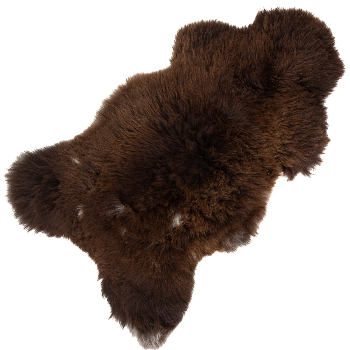 Large Thick Cushy Brown w White Markings Sheepskin Rug