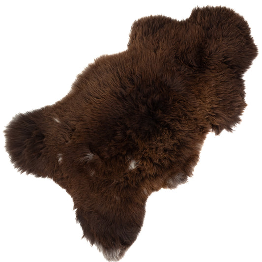 Large Thick Cushy Brown w White Markings Sheepskin Rug