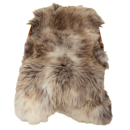Large Thick Cushy Brown w Ivory White Mottled Sheepskin