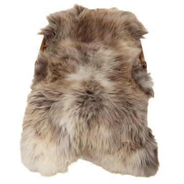 Large Thick Cushy Brown w Ivory White Mottled Sheepskin