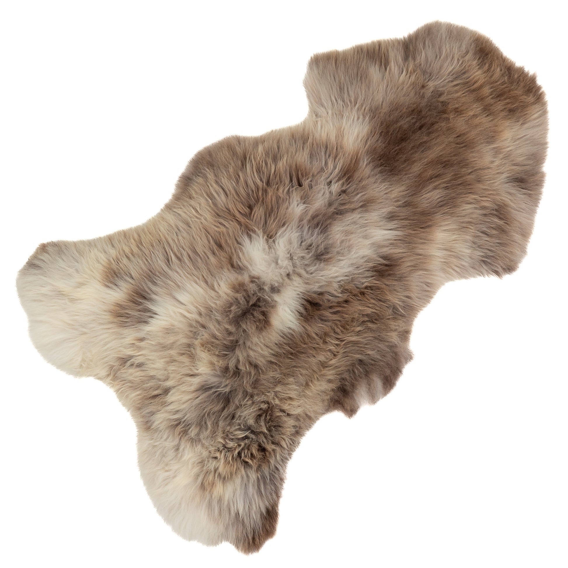 Large Thick Cushy Brown w Ivory White Mottled Sheepskin Rug
