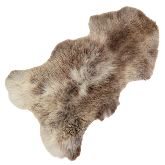 Large Thick Cushy Brown w Ivory White Mottled Sheepskin Rug