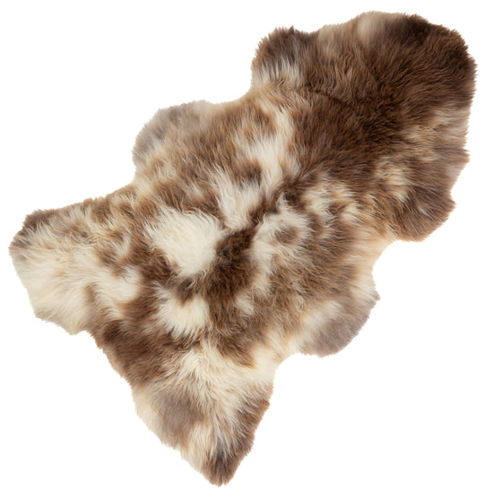 Large Thick Cushy Brown and White Mottled Sheepskin Rug