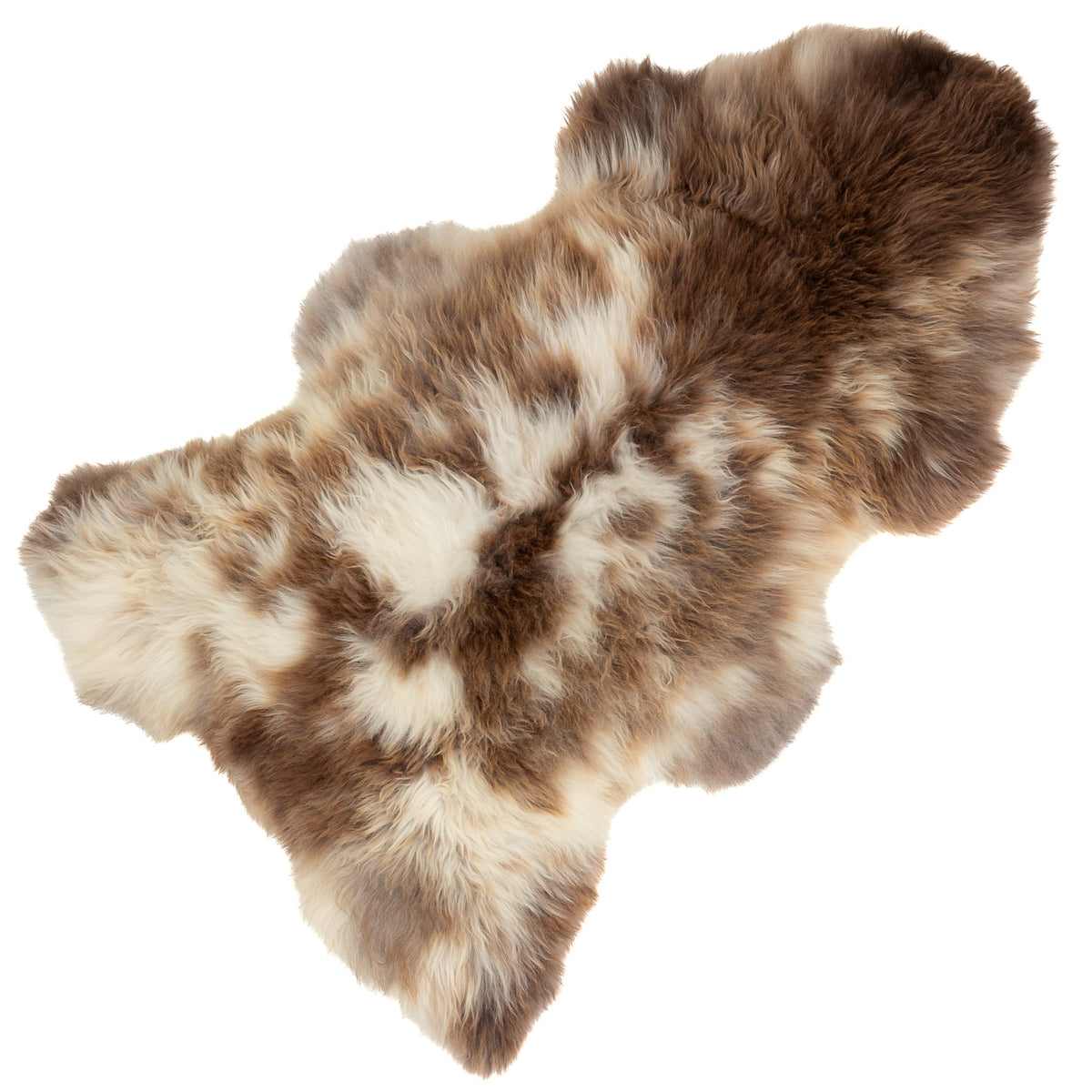 Large Thick Cushy Brown and White Mottled Sheepskin Rug