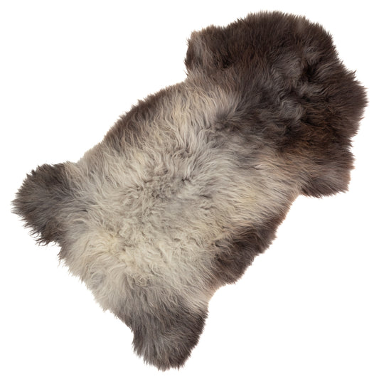 Large Thick Cushy Gray Silver w Dark Edges Sheepskin Rug