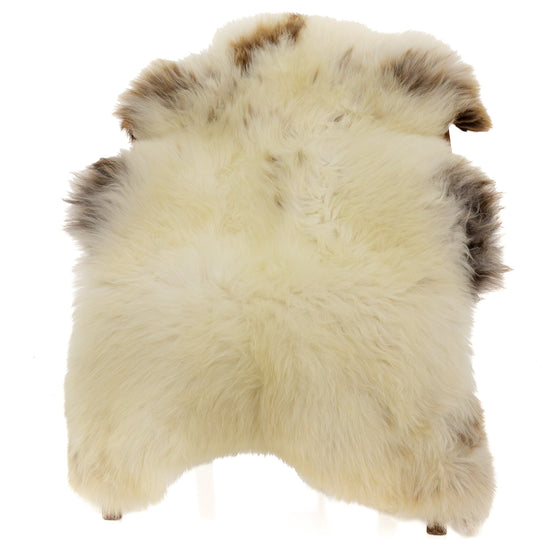 Large Thick Cushy Ivory White with Brown Spots Sheepskin