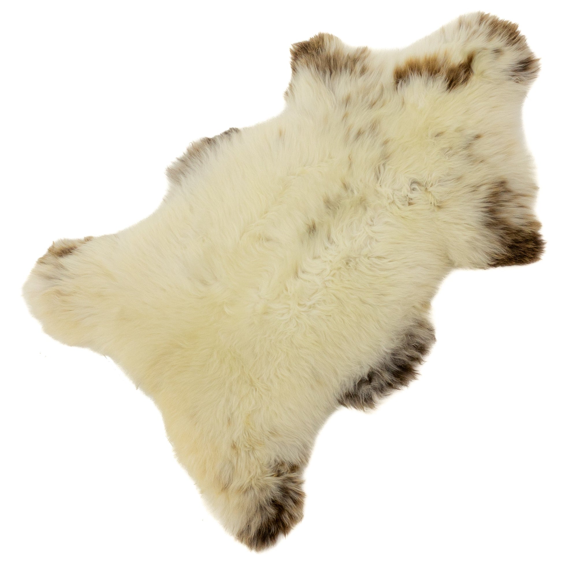 Large Thick Cushy Ivory White with Brown Spots Sheepskin