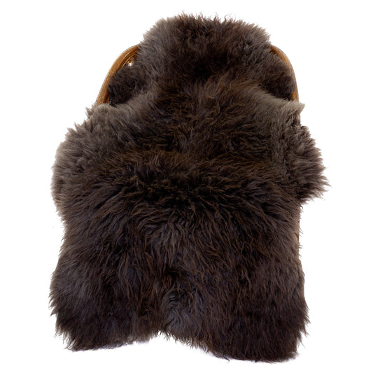 Large Thick Cushy Dark Brown and Gray Long Wool Swedish Sheepskin