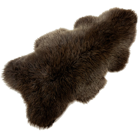 Large Thick Cushy Dark Brown and Gray Long Wool Swedish Sheepskin