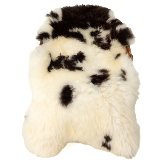 Large Thick Cushy Ivory White w Blackish Brown Spots Sheepskin