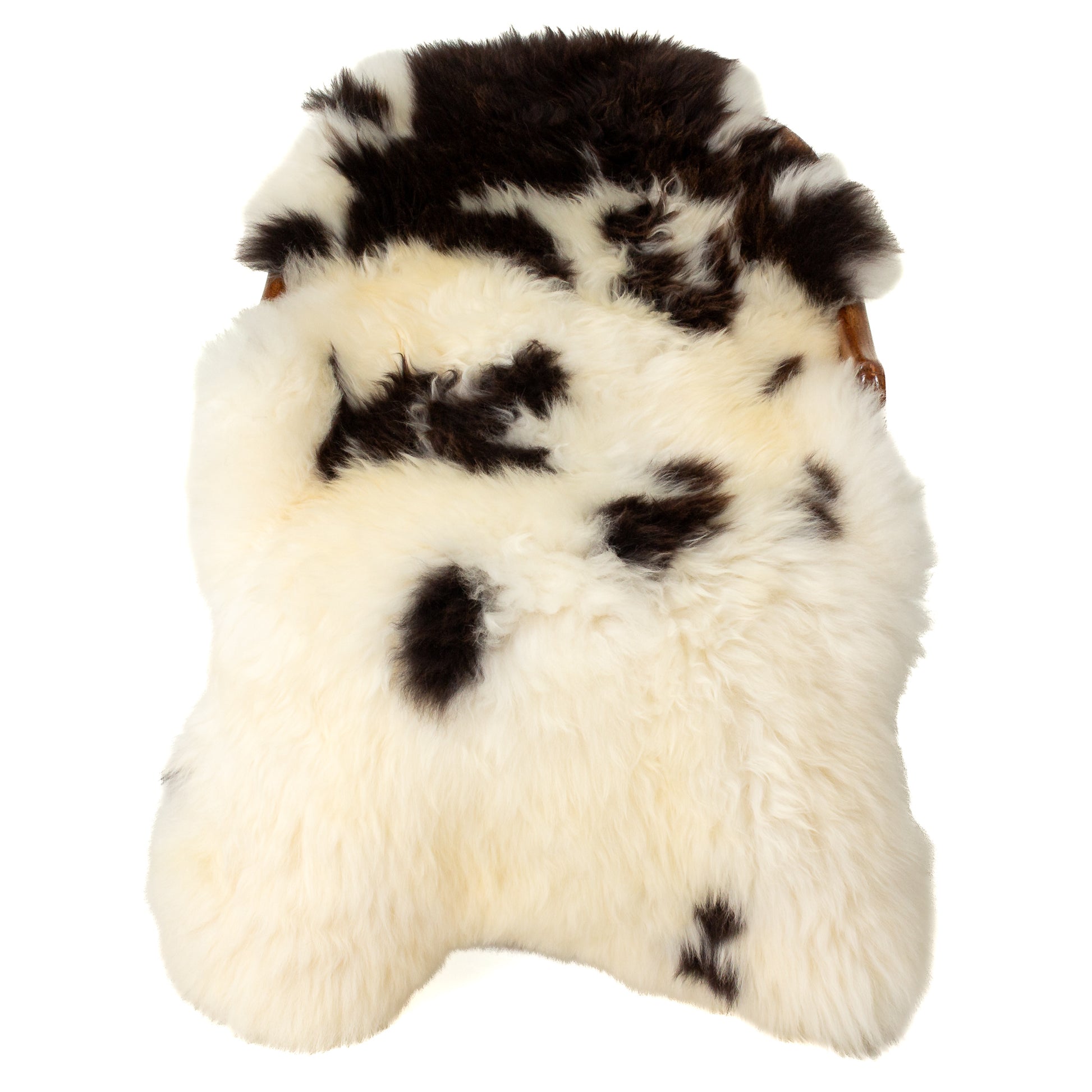 Large Thick Cushy Ivory White w Blackish Brown Spots Sheepskin