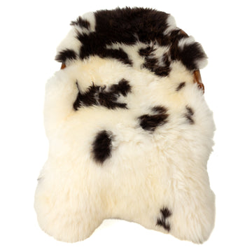 Large Thick Cushy Ivory White w Blackish Brown Spots Sheepskin